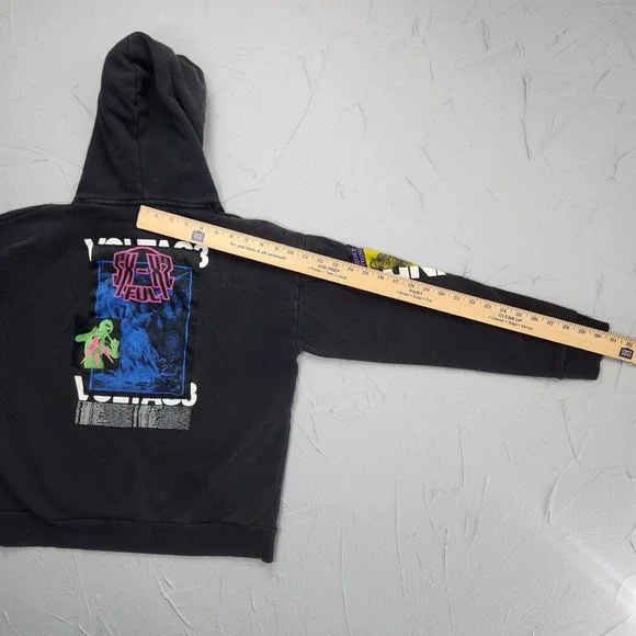 Diesel Hoodie Mens Large Black Haute Kultur Faded Pullover Patch Sweater Adult